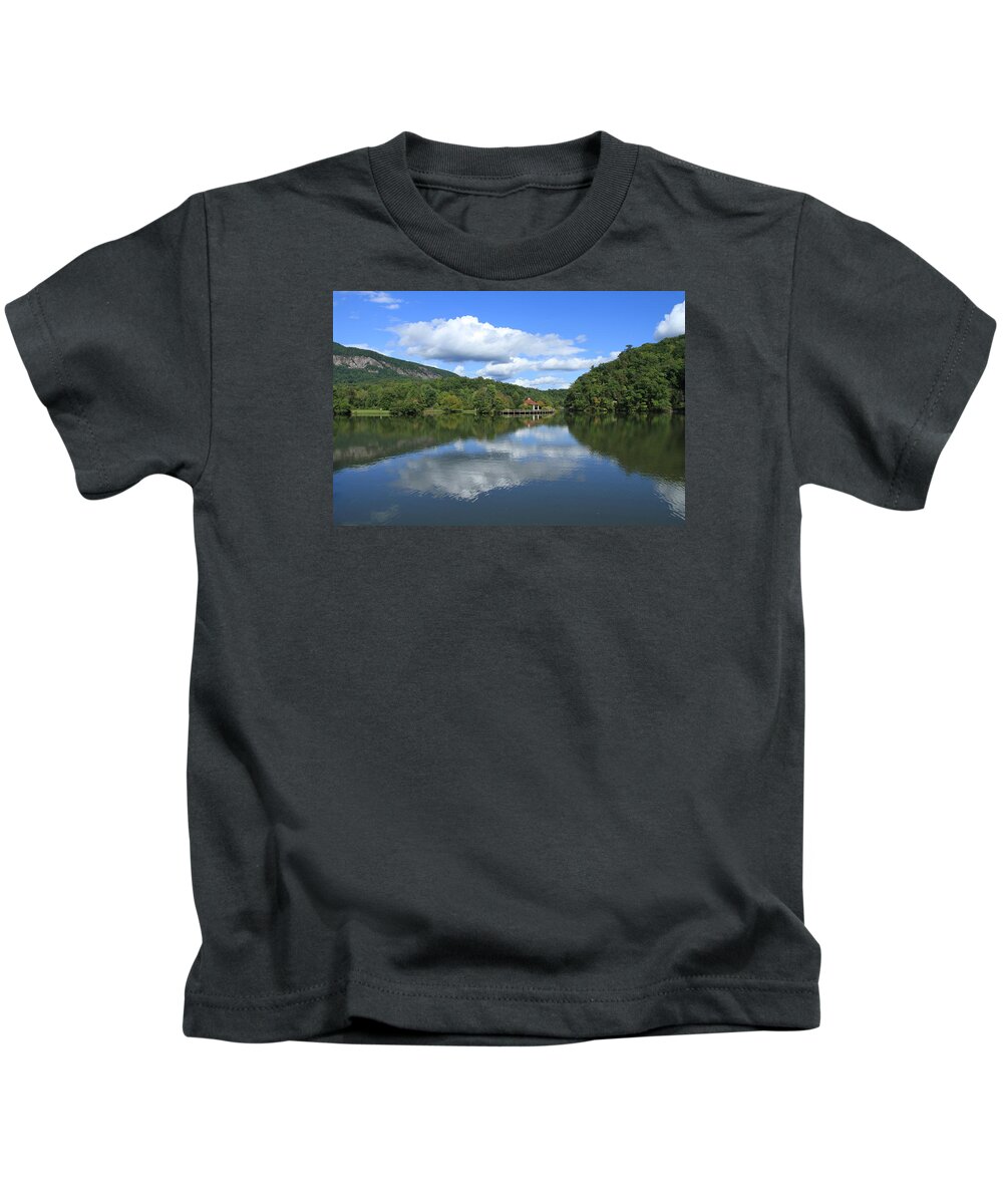 Lake Lure Kids T-Shirt featuring the photograph Lake Lure Reflections by Karen Ruhl