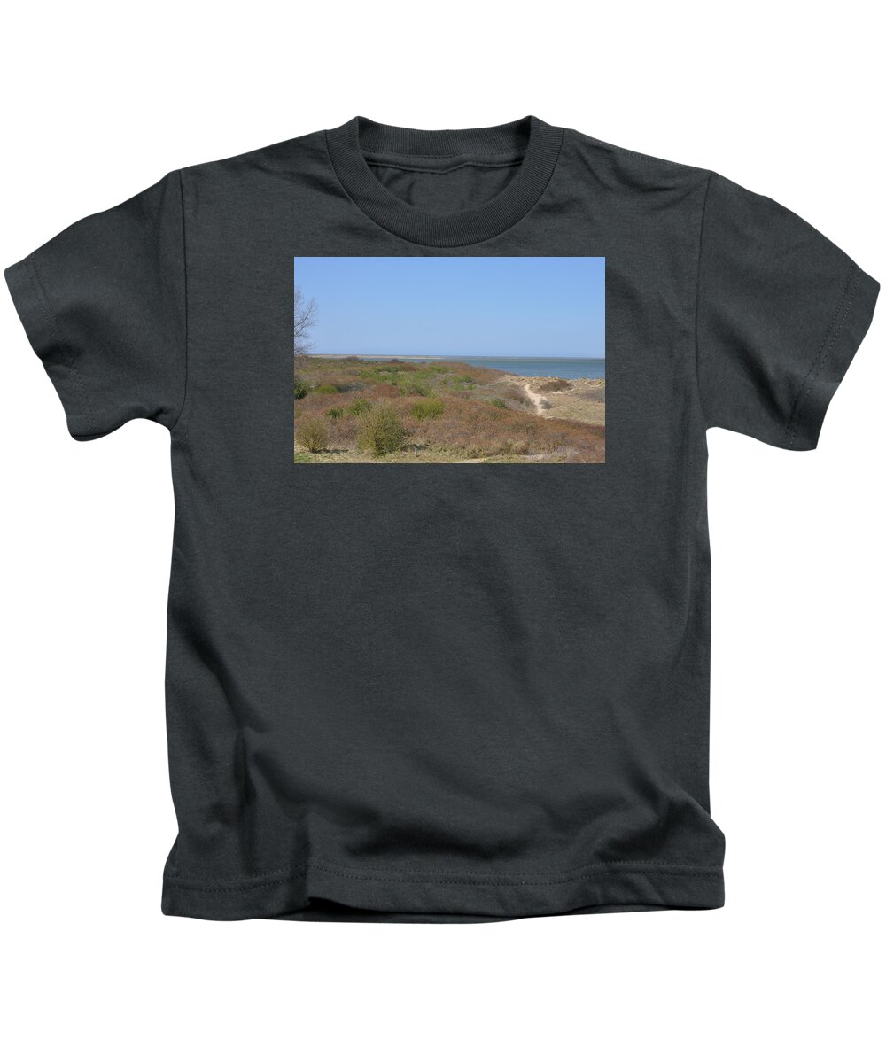 Photo. Dunes Kids T-Shirt featuring the photograph Land at the sea by Eduard Meinema