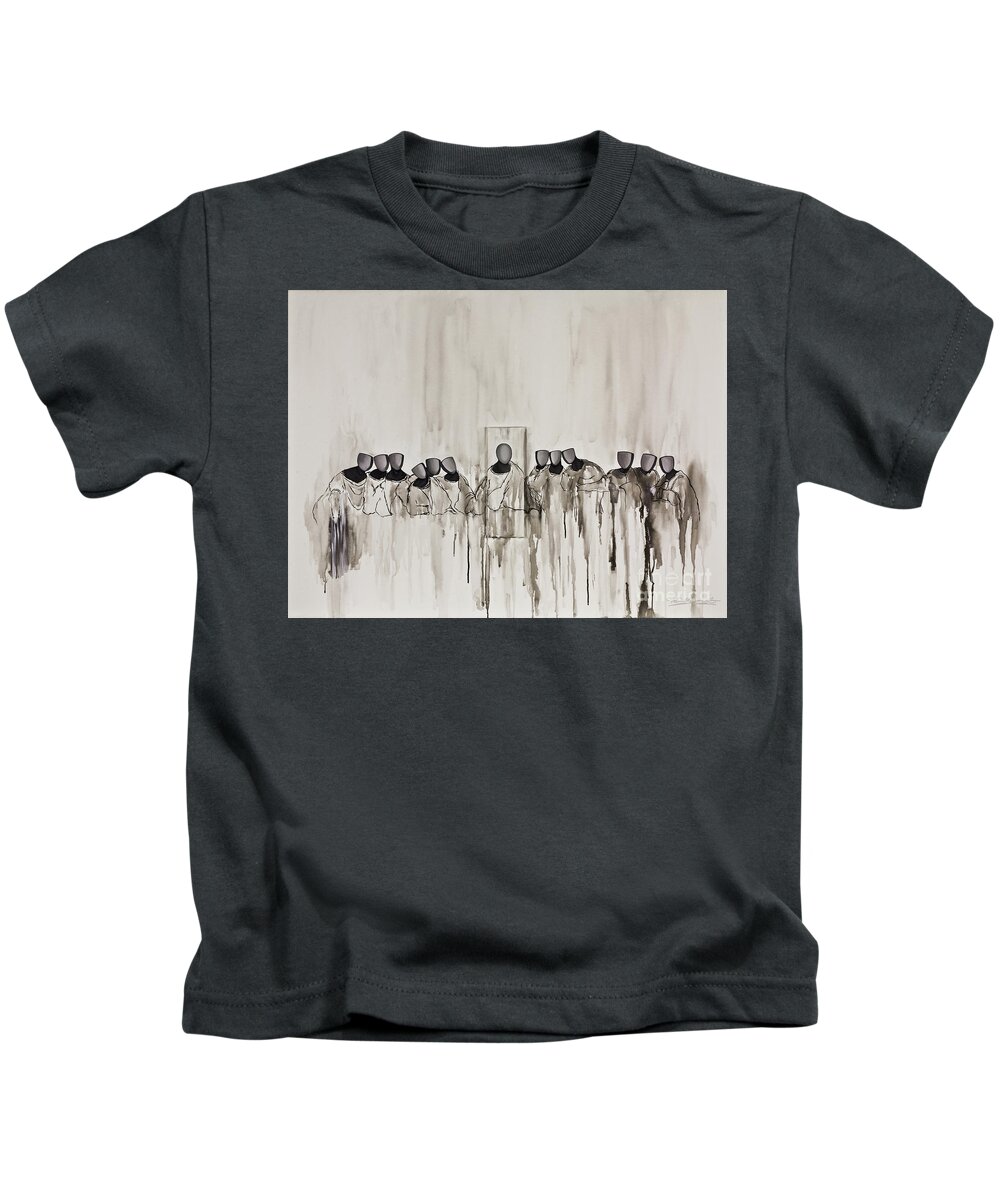The Last Supper Painting Kids T-Shirt featuring the painting Last Supper by Fei A