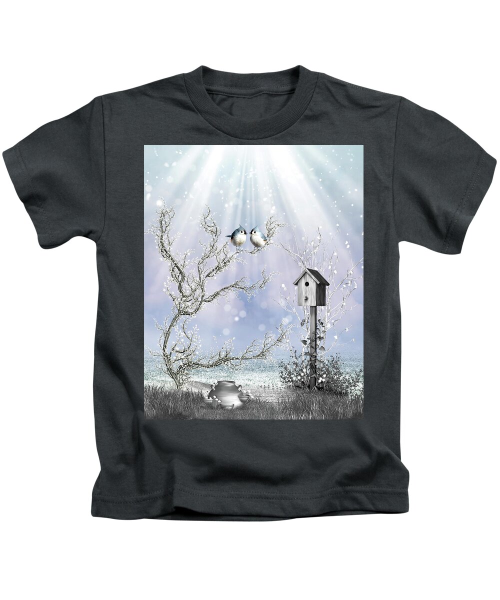 Nature Kids T-Shirt featuring the digital art Late Snow by John Junek