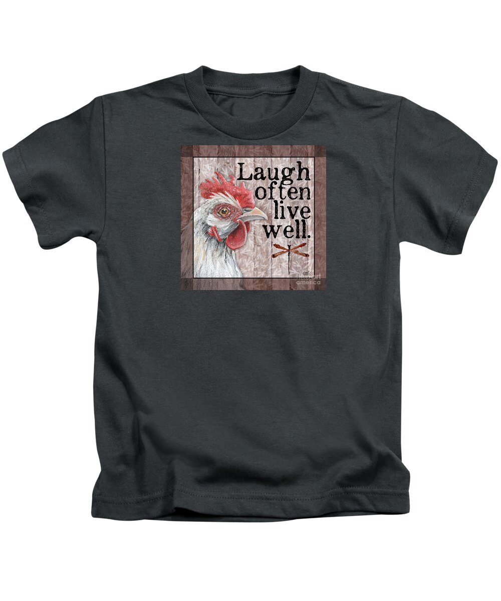 Bonnie The Hen Reminds Us To Laugh Often And Live Well. Fine Art Original Painting By Annie Troe Kids T-Shirt featuring the painting Laugh Often, Live Well, Hen by Annie Troe