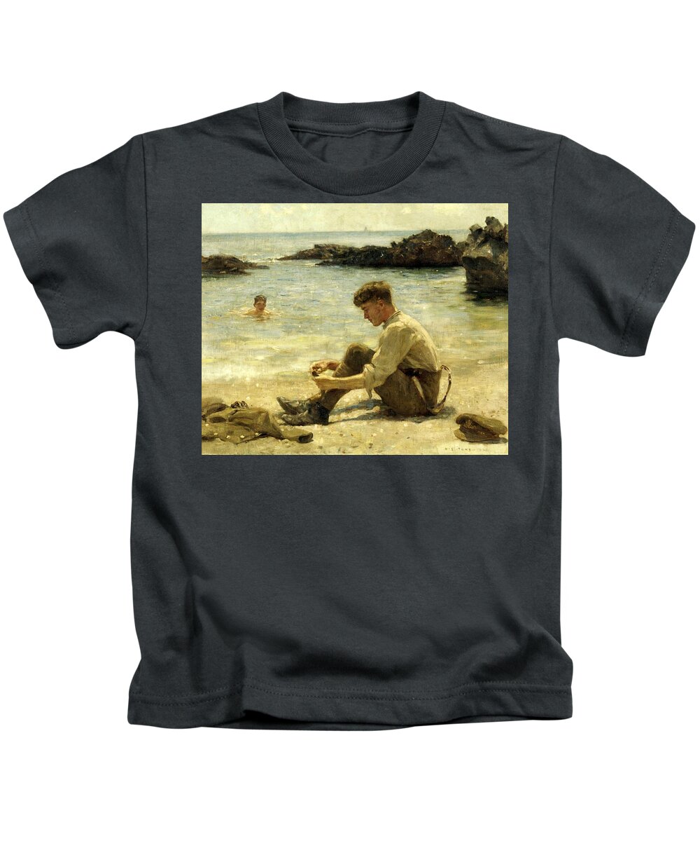 Lawrence Kids T-Shirt featuring the painting Lawrence as a Cadet by Henry Scott Tuke