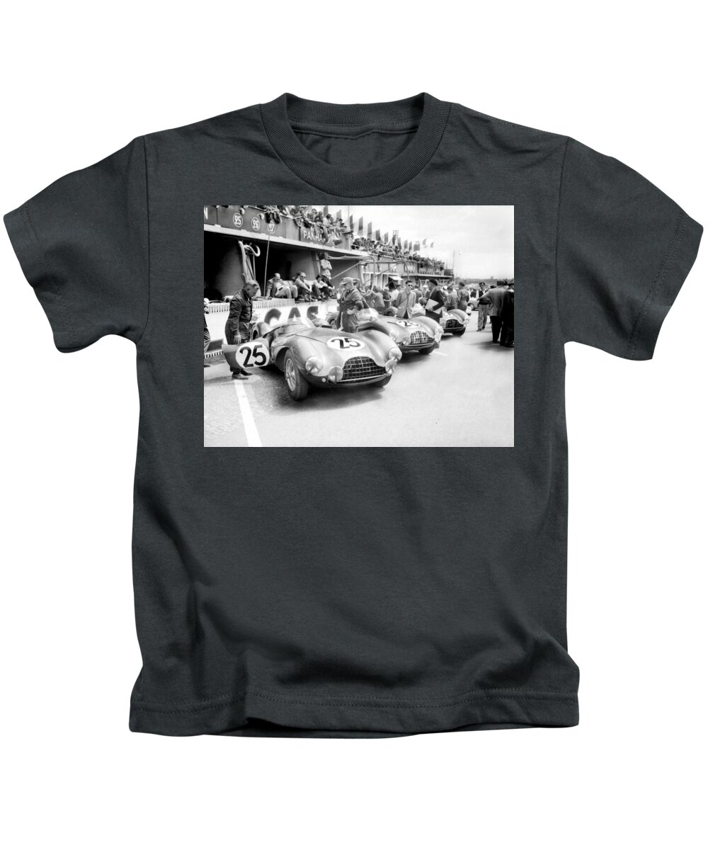Le Mans 24 Hour Race. The Aston team start of the race, 1953 France Kids T-Shirt by Retro Photography Archive - Pixels