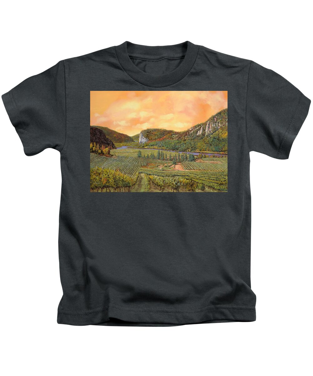 Vineyard Kids T-Shirt featuring the painting Le Vigne Nel 2010 by Guido Borelli