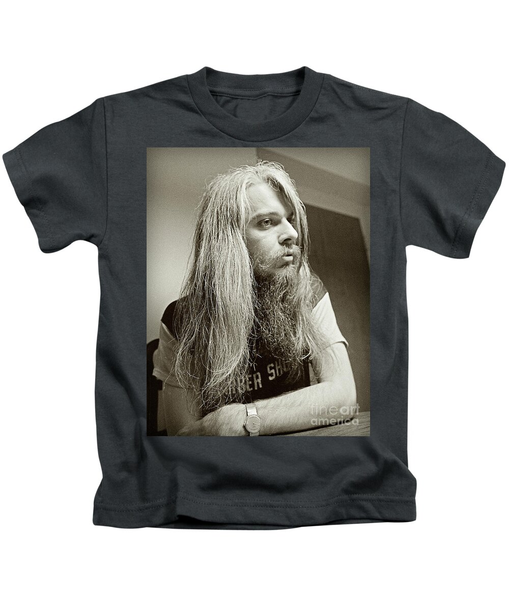 Pensive Kids T-Shirt featuring the photograph Leon Russell 1970 by Martin Konopacki Restoration
