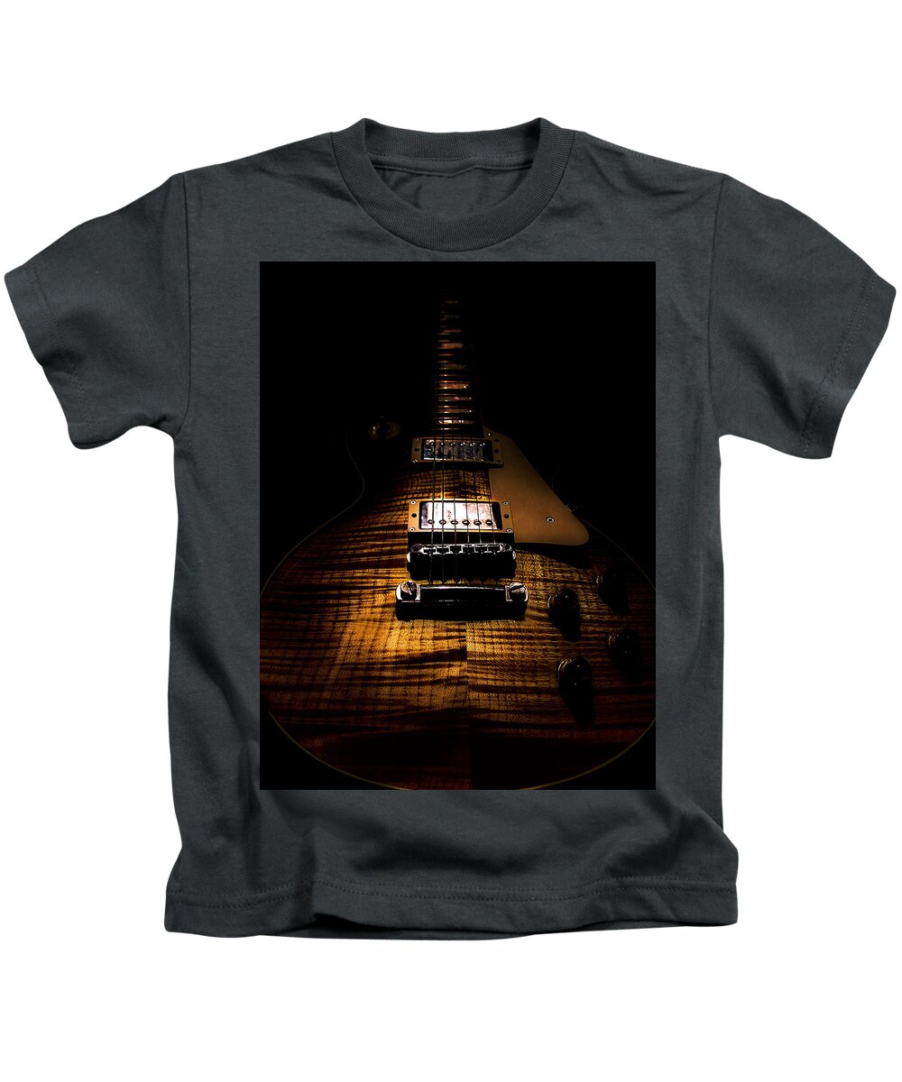 Guitar Kids T-Shirt featuring the digital art Burst Top Guitar Spotlight Series by Guitarwacky Fine Art