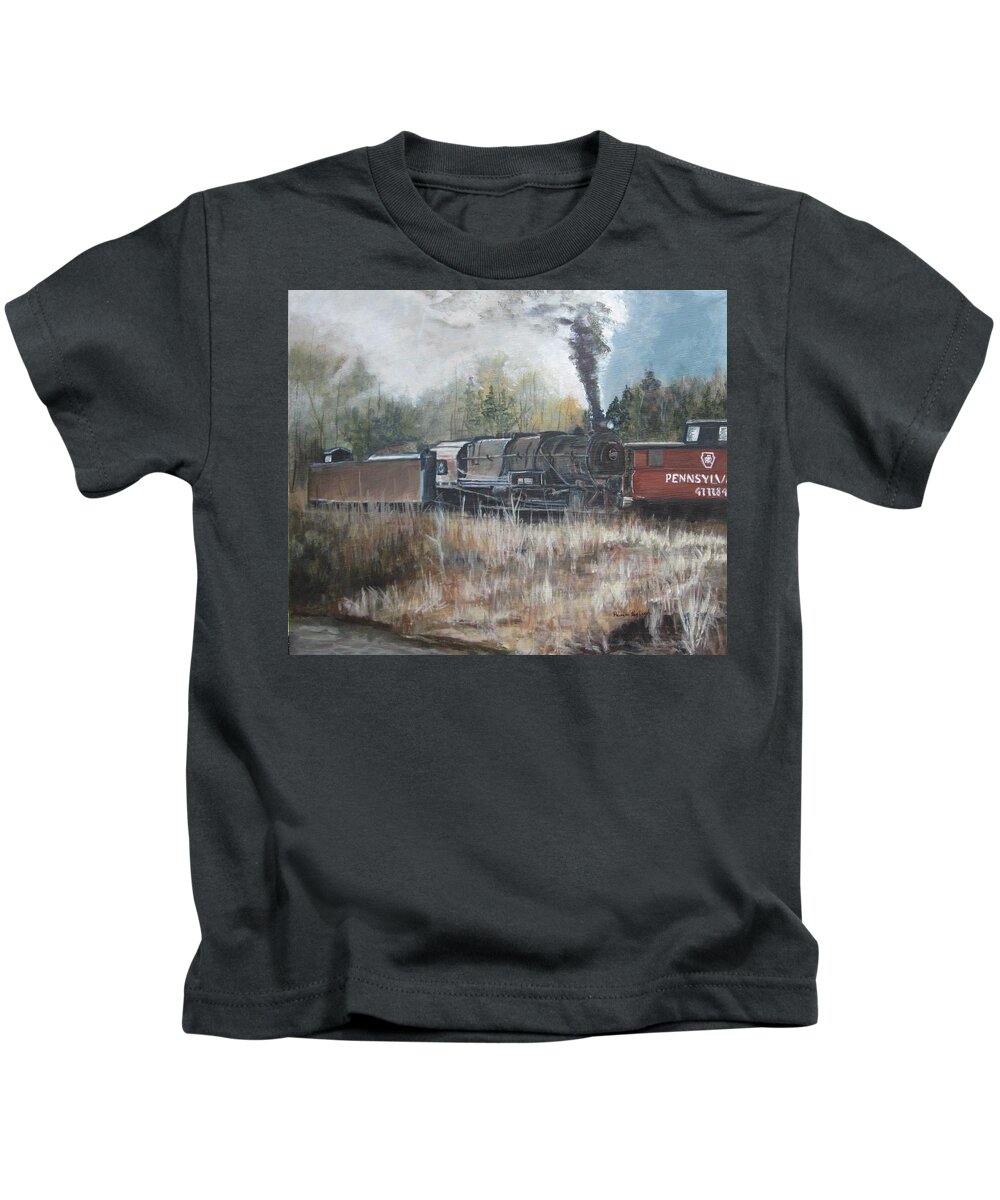 Painting Kids T-Shirt featuring the painting Letting Off Steam by Paula Pagliughi