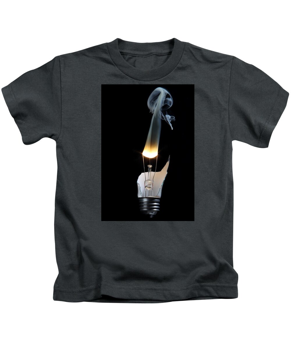 Bulb Kids T-Shirt featuring the photograph Light and Smoke by Robert Och