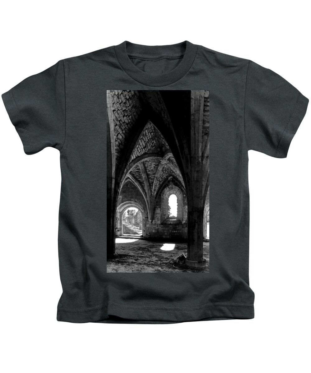 Monochrome Photography Kids T-Shirt featuring the photograph Light inside the vaults. by Elena Perelman