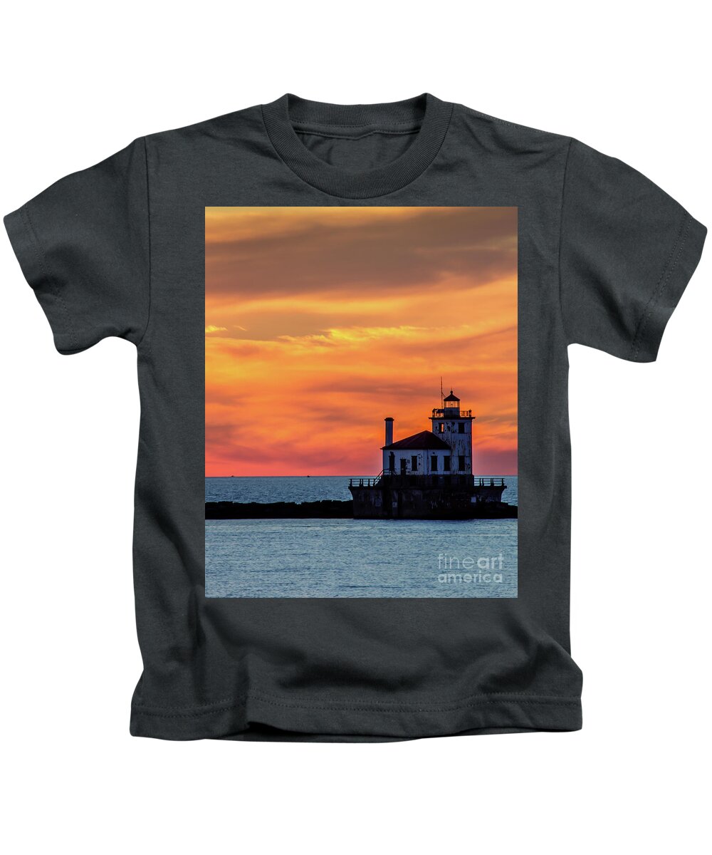 Lighthouse Kids T-Shirt featuring the photograph Lighthouse Silhouette by Rod Best