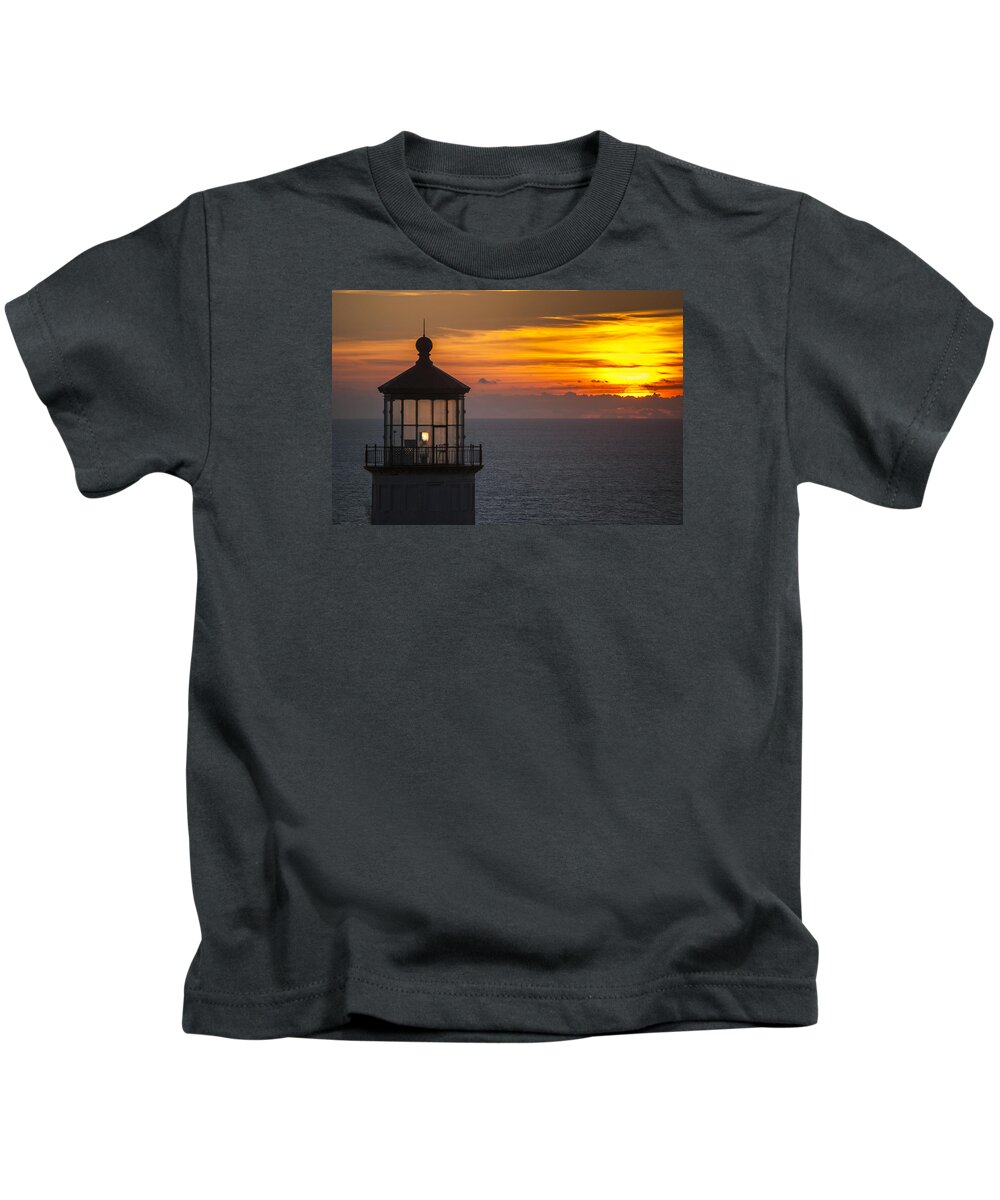Cape Disappointment Kids T-Shirt featuring the photograph Lighthouse Sunset by Robert Potts
