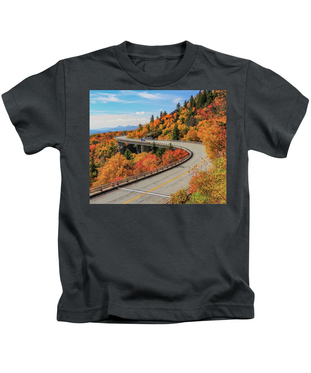 Linn Cove Viaduct Kids T-Shirt featuring the photograph Linn Cove Viaduct in Fall by Kevin Craft