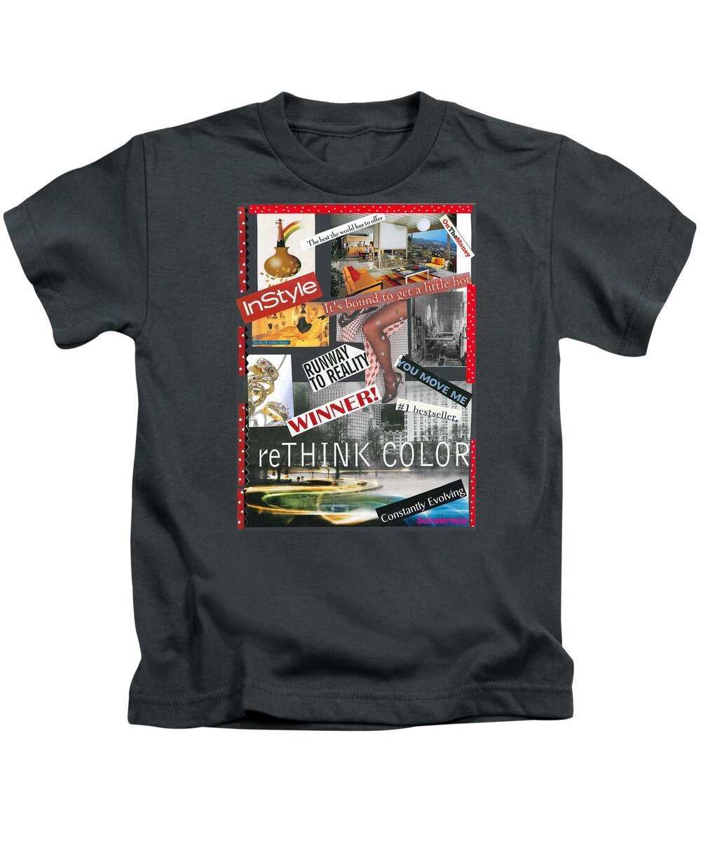 Collage Art Kids T-Shirt featuring the mixed media Living in Style by Susan Schanerman