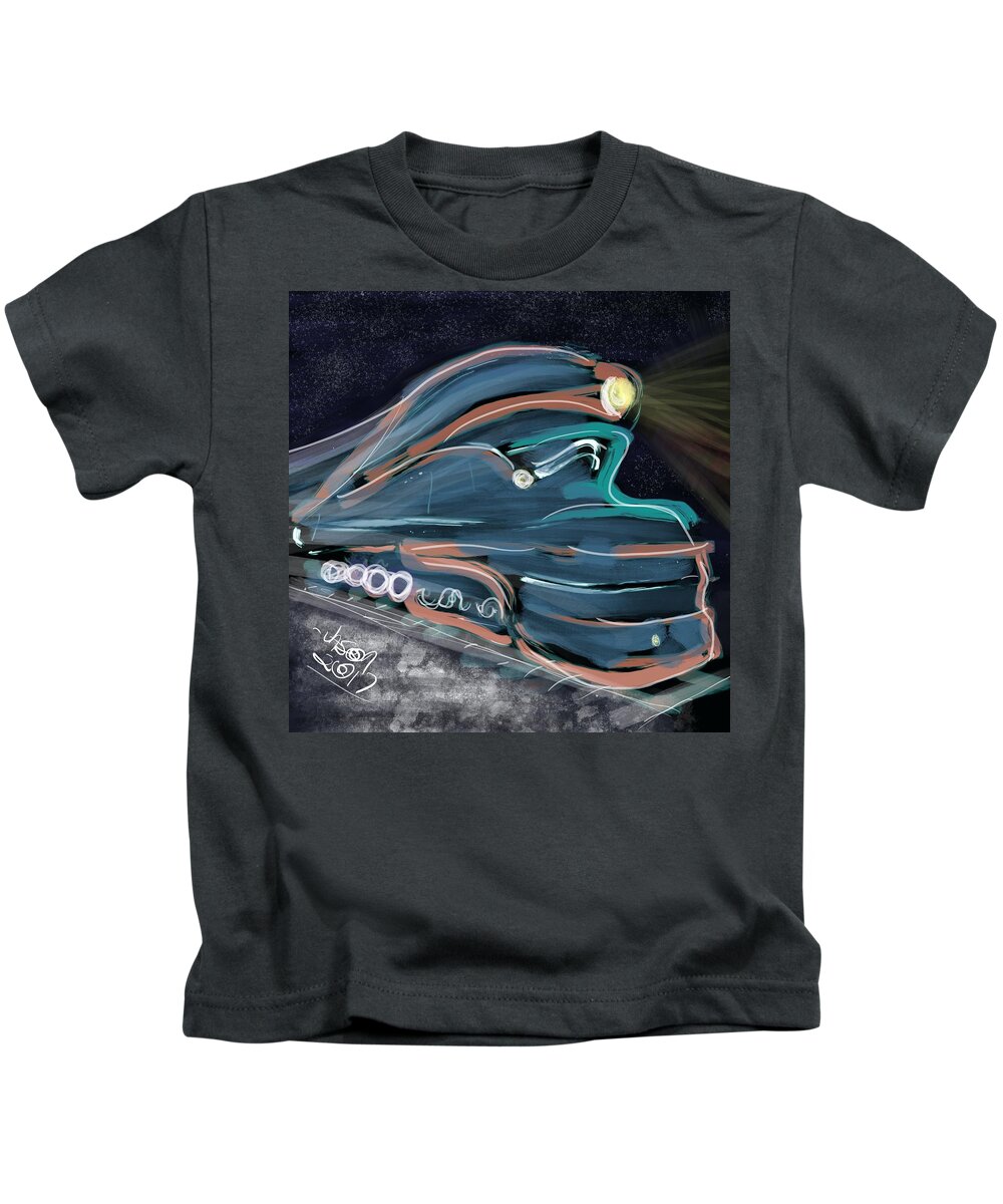 Train Kids T-Shirt featuring the mixed media Locomotion by Jason Nicholas