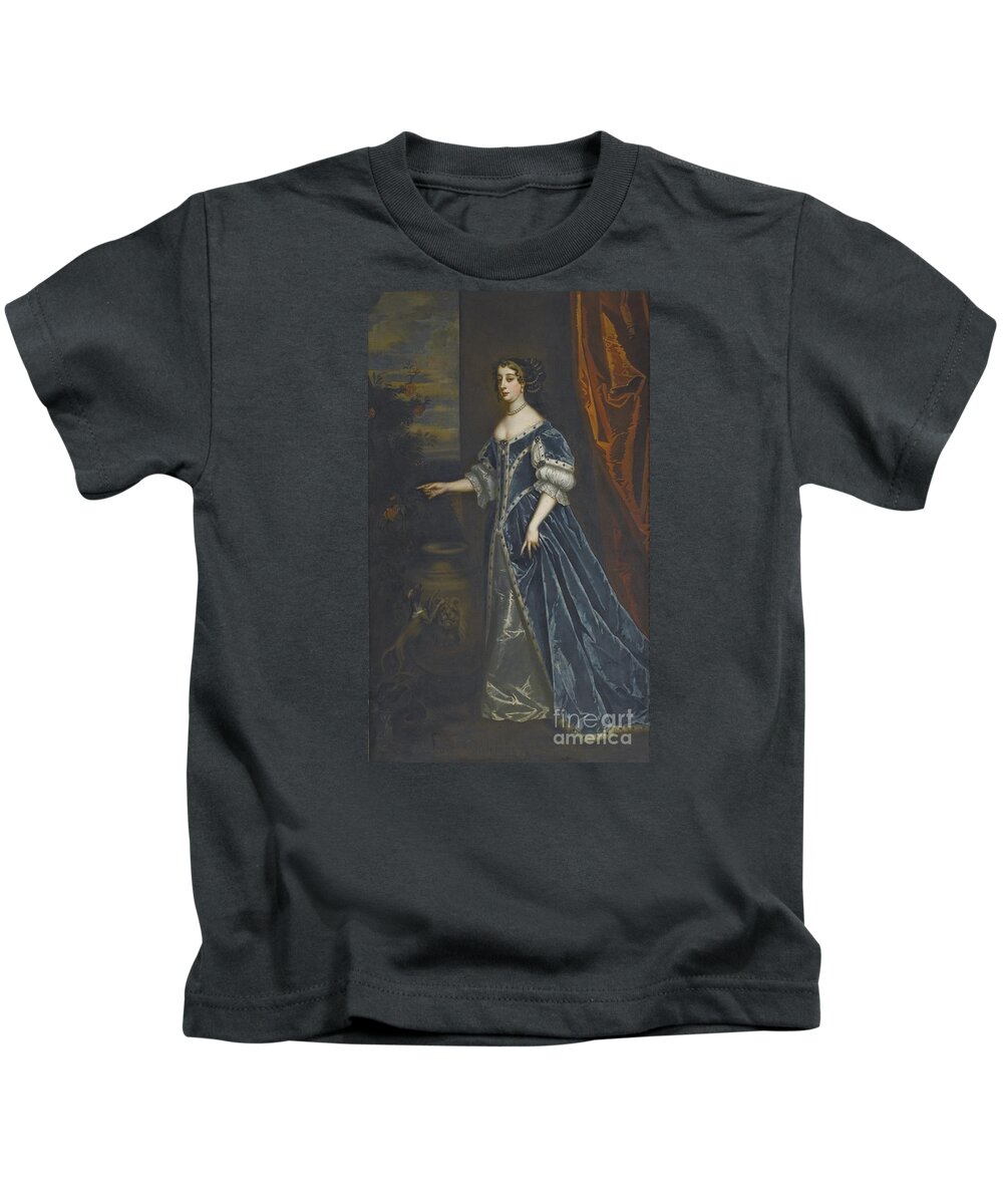 Studio Of Sir Peter Lely Soest 1618 - 1680 London Portrait Of Barbara Villiers Kids T-Shirt featuring the painting London Portrait Of Barbara Villiers by MotionAge Designs
