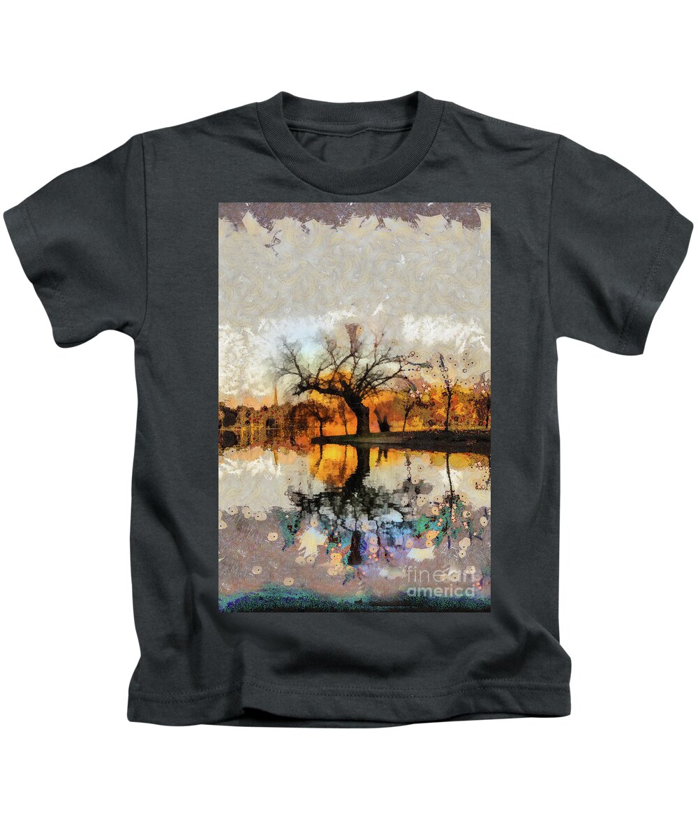 Tree Kids T-Shirt featuring the mixed media Lonely Tree and Its Thoughts by Daliana Pacuraru