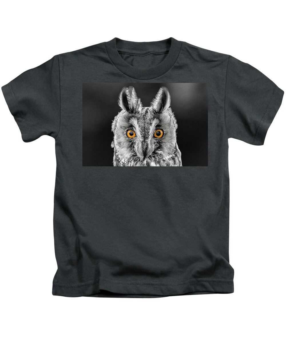 Long Eared Owl Kids T-Shirt featuring the photograph Long Eared Owl 2 by Nigel R Bell