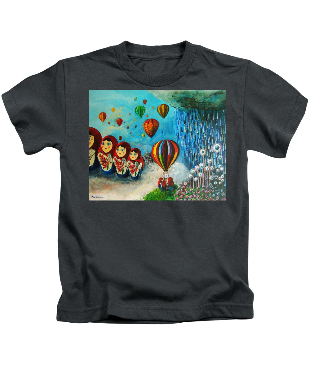 Surreal Kids T-Shirt featuring the painting Looking Into The Unknown by Mindy Huntress