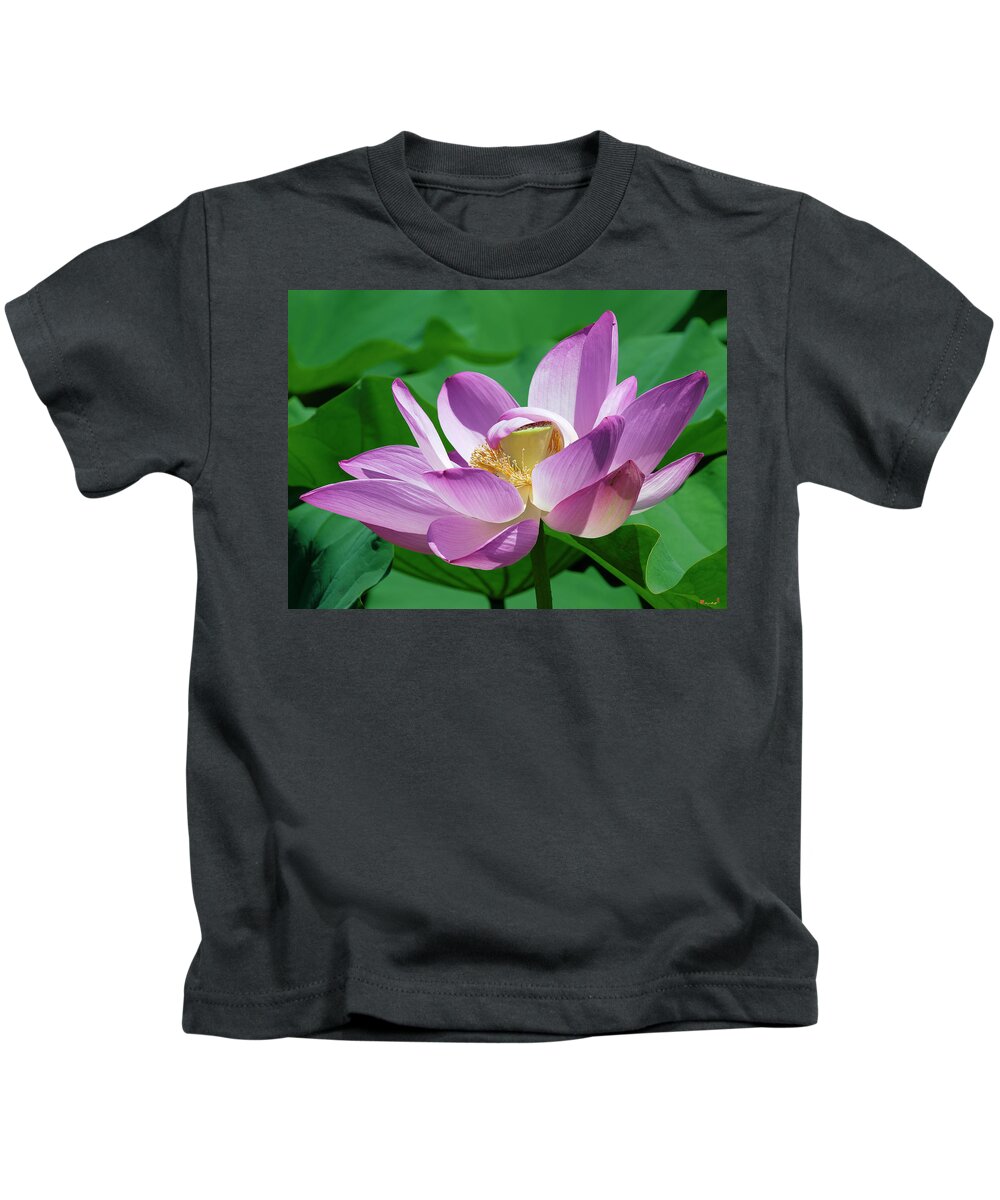 Lotus Kids T-Shirt featuring the photograph Lotus--Center of Being--Protective Covering ii DL0088 by Gerry Gantt