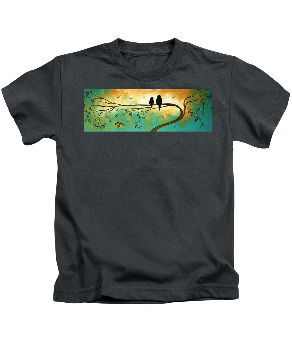 Art Kids T-Shirt featuring the painting Love Birds by MADART by Megan Aroon