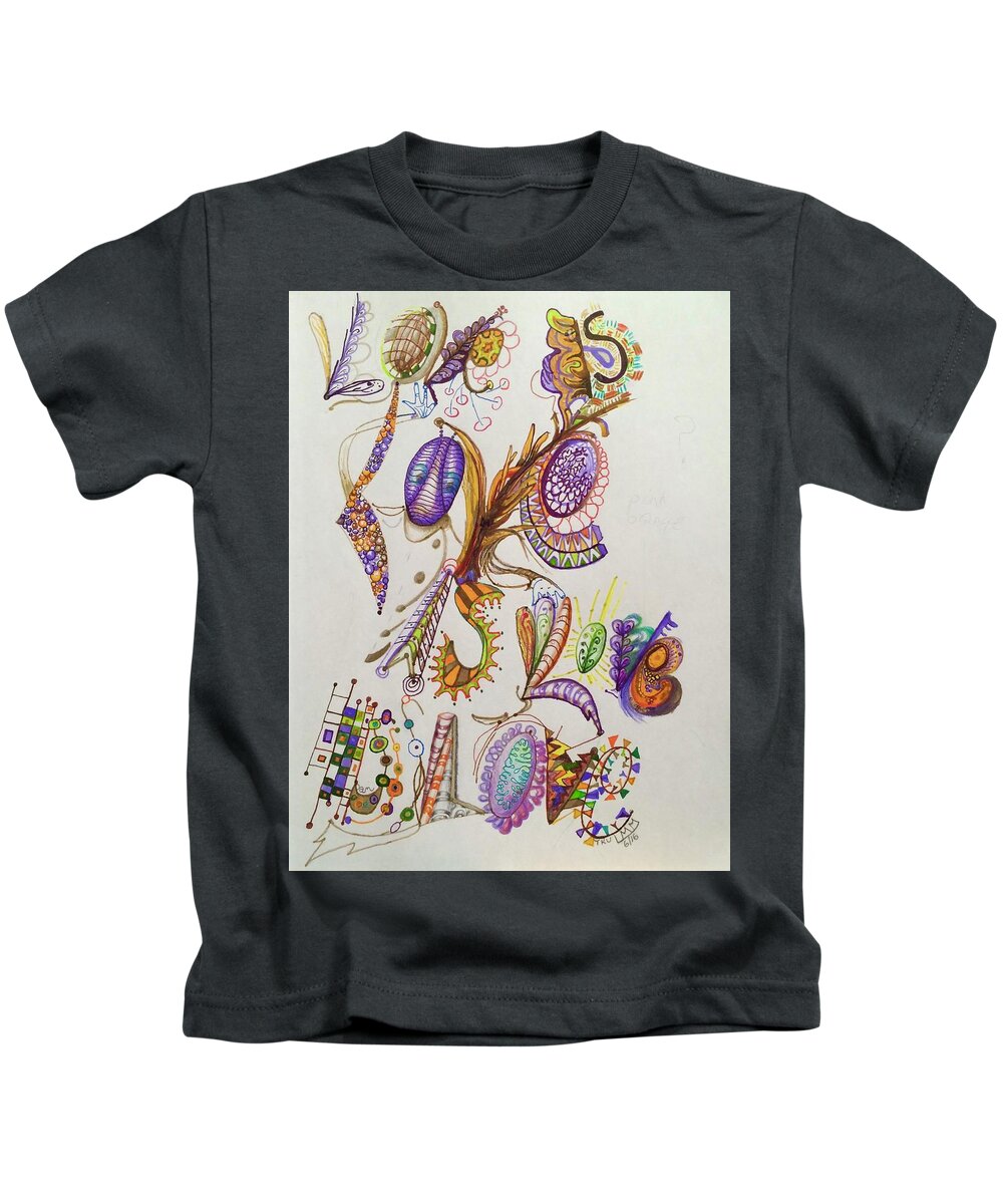 Lettering Kids T-Shirt featuring the drawing Love Is by Suzanne Udell Levinger