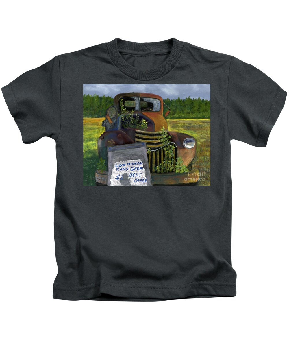 Truck Kids T-Shirt featuring the painting Low Mileage by Ginny Neece