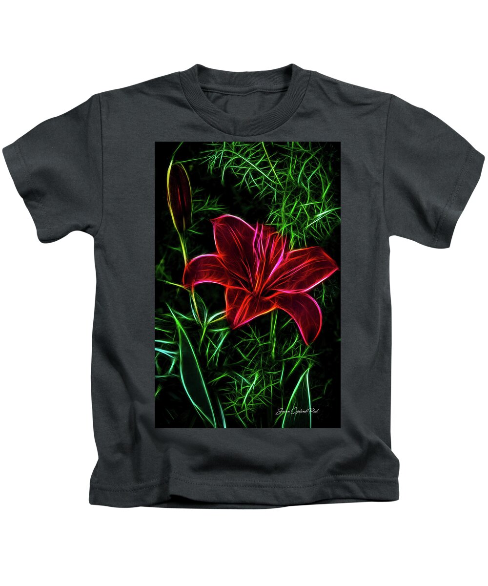 Red Lily Kids T-Shirt featuring the photograph Luminous Lily by Joann Copeland-Paul