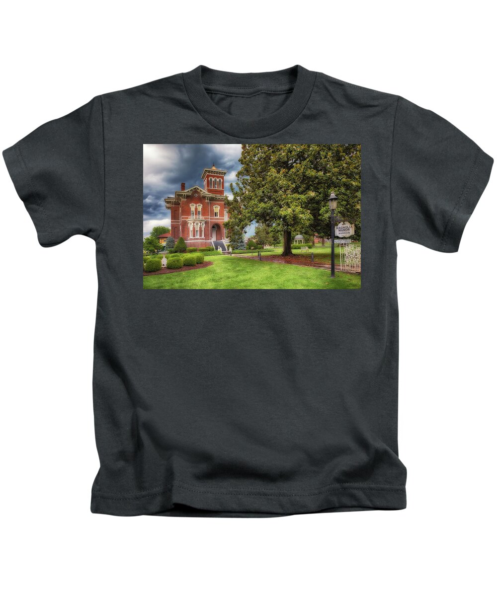 Magnolia Manor Kids T-Shirt featuring the photograph Magnolia Manor by Susan Rissi Tregoning