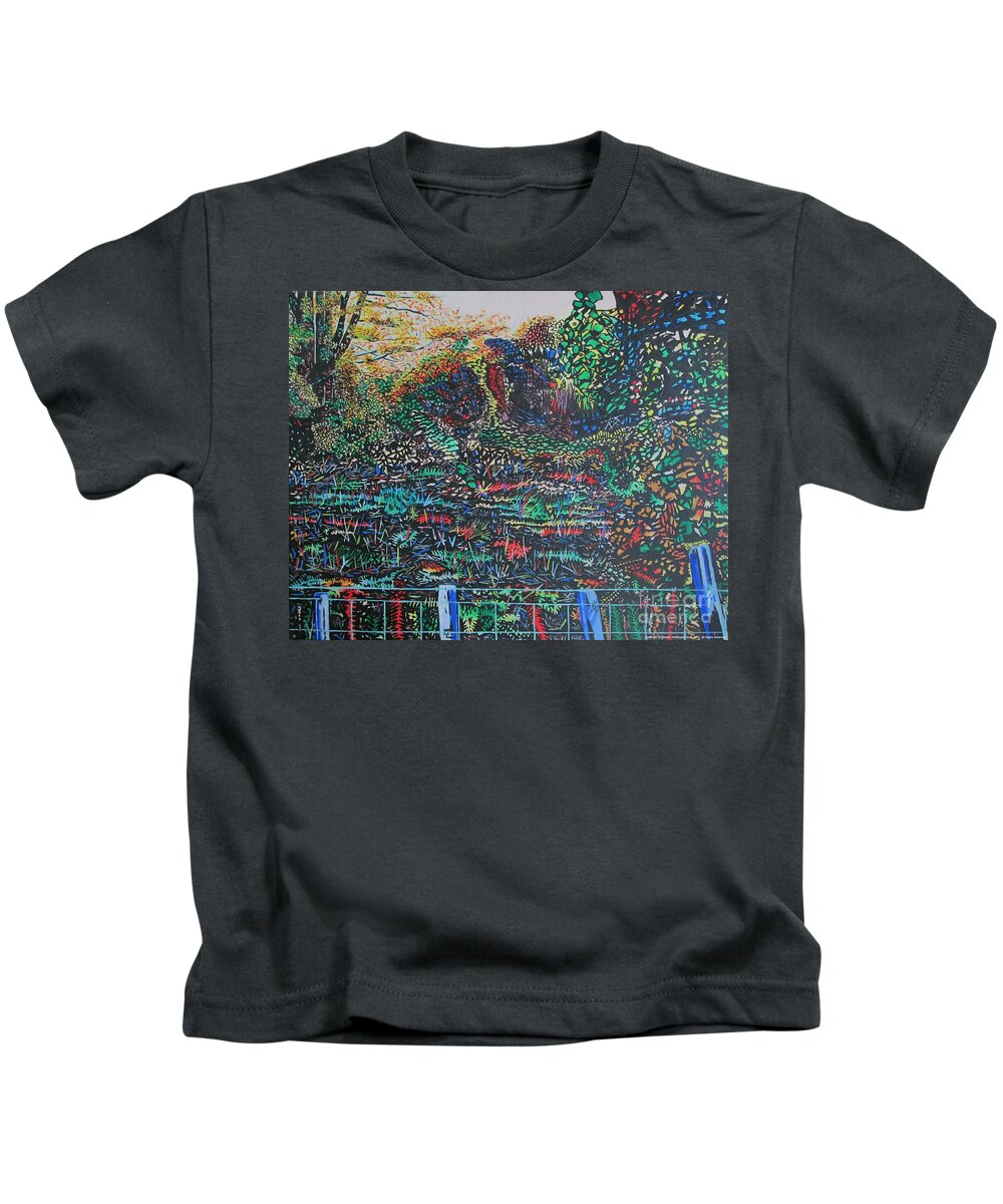 Magpie Multicoloured Countryside Foliage Kids T-Shirt featuring the painting Magpie Multicoloured Countryside Foliage by Edward McNaught-Davis