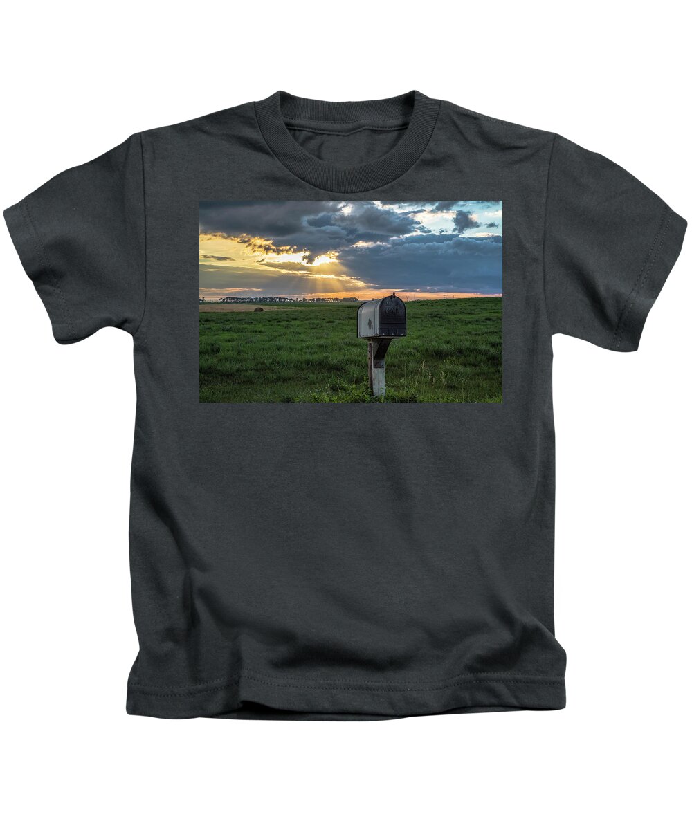 Mail Box Kids T-Shirt featuring the photograph Mail Box in North Dakota by John McGraw