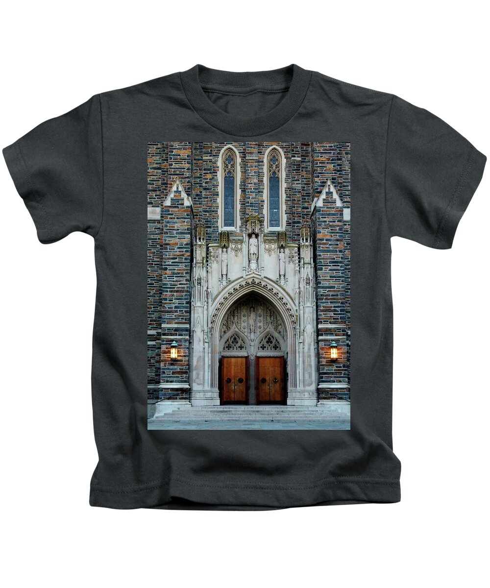 Duke Kids T-Shirt featuring the photograph Main Entrance To Chapel by Cynthia Guinn