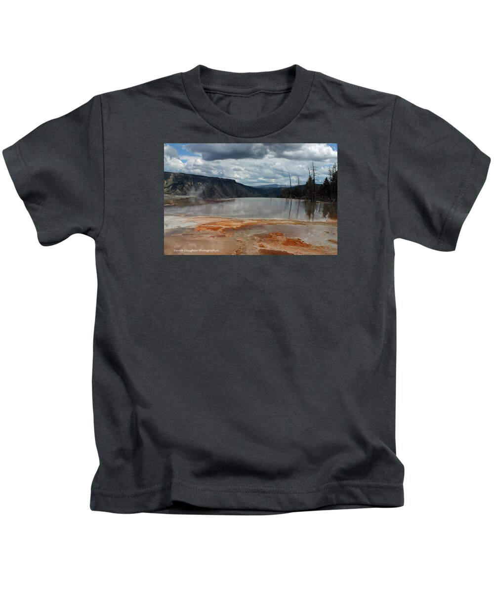 Yellowstone Kids T-Shirt featuring the photograph Mammoth Hot Springs Yellowstone Natonal Park by Diane Shirley