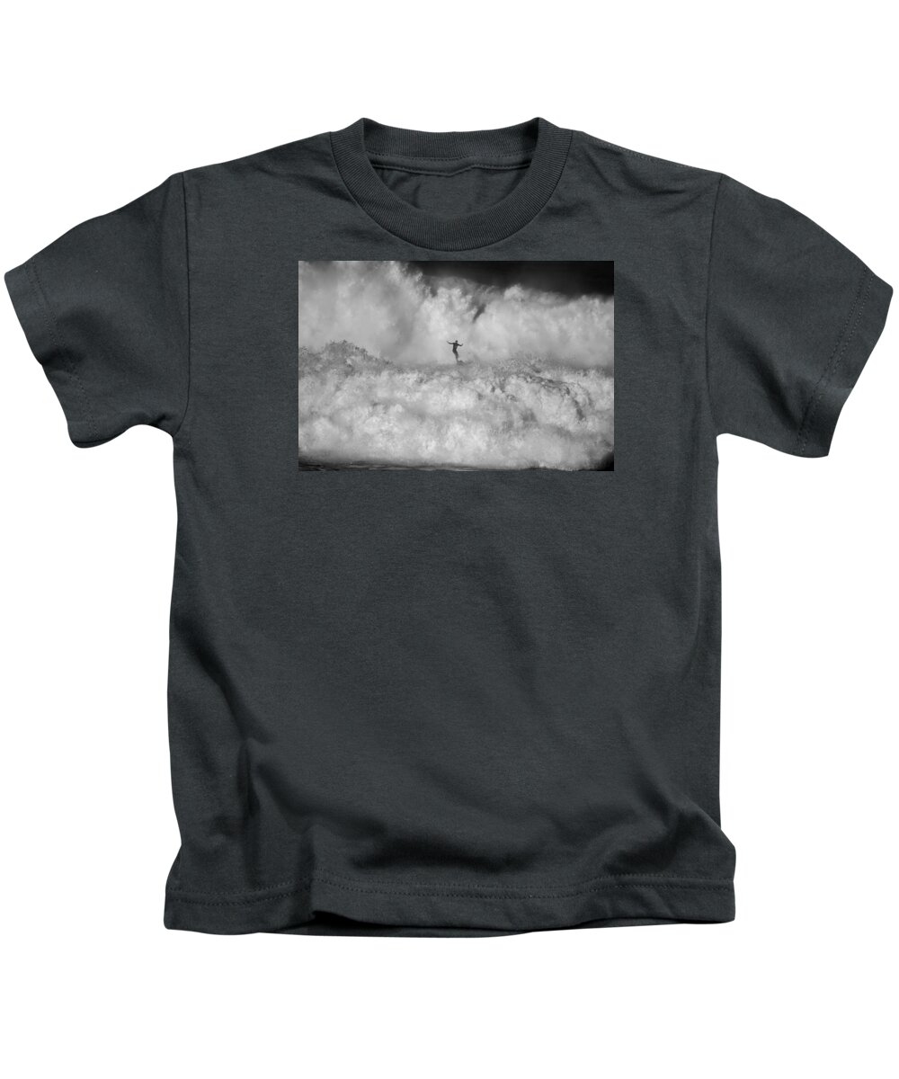 Sea Kids T-Shirt featuring the photograph Man vs Nature by Santi Carral