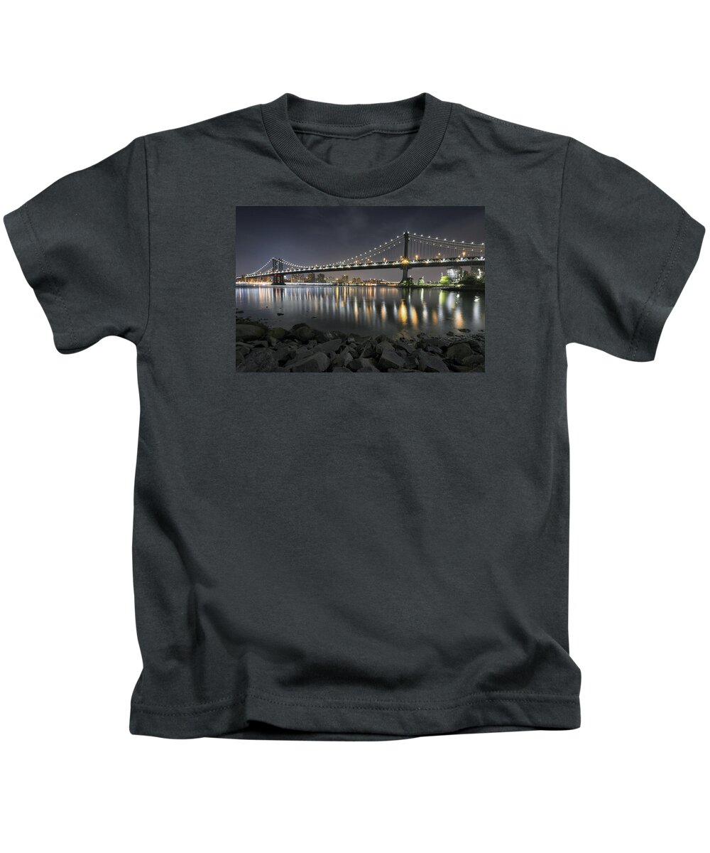 New York Kids T-Shirt featuring the photograph Manhatten Bridge by Robert Fawcett
