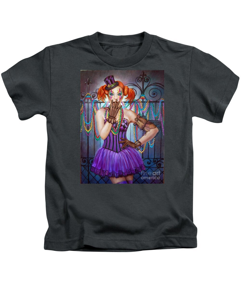 Mardi Gras Kids T-Shirt featuring the painting Mardi Gras Miss by Geraldine Arata
