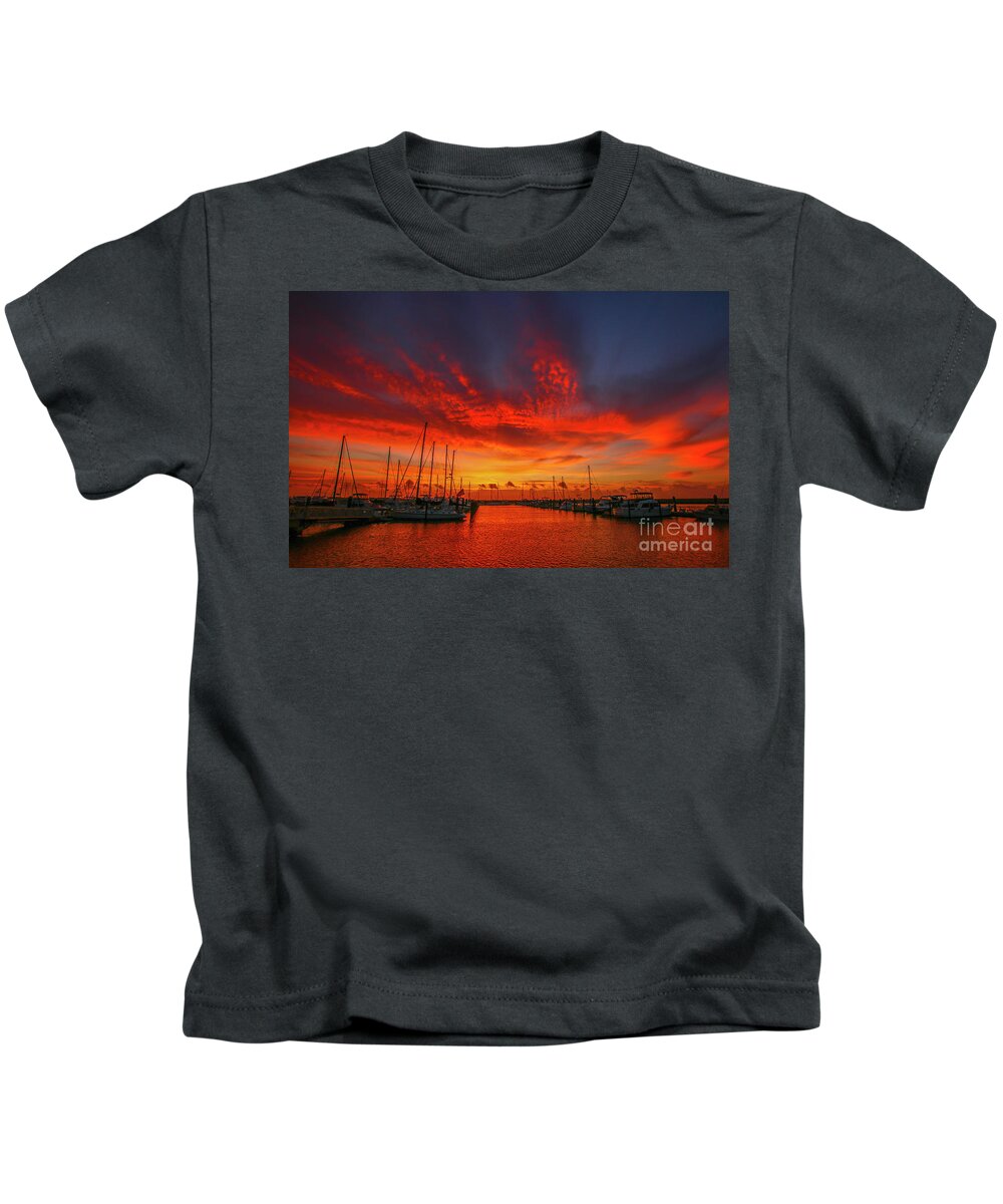 Sun Kids T-Shirt featuring the photograph Marina Sunrise - Ft. Pierce by Tom Claud