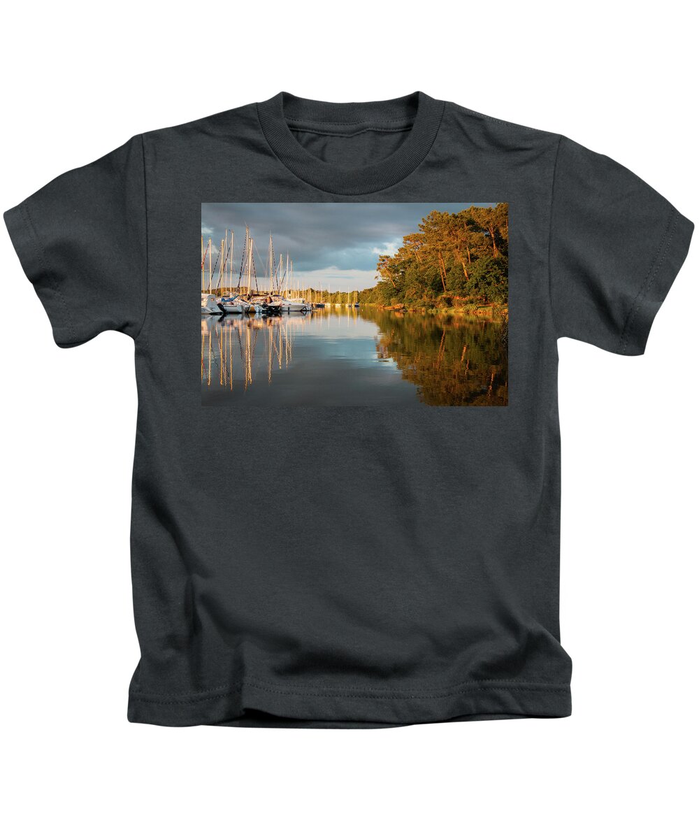 Boat Kids T-Shirt featuring the photograph Marina Sunset 10 by Geoff Smith