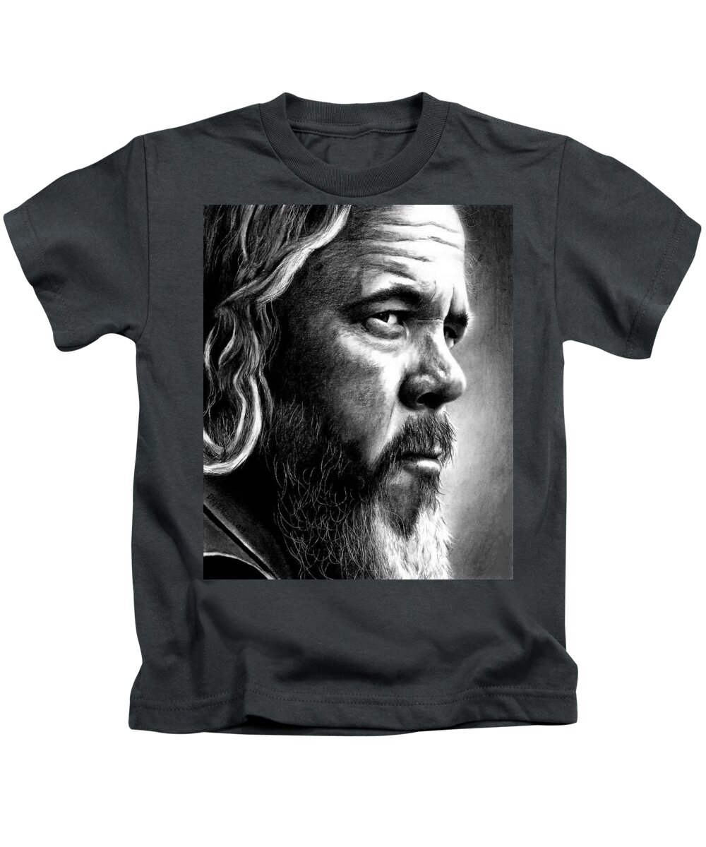 Mark Boone Jr Kids T-Shirt featuring the drawing Mark Boone Jr as Bobby Munson by Rick Fortson