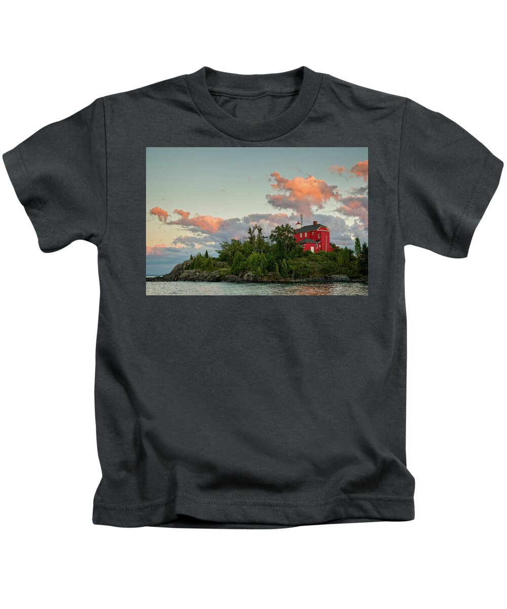 Lighthouse Kids T-Shirt featuring the photograph Marquette Harbor Lighthouse 1 by Steve L'Italien