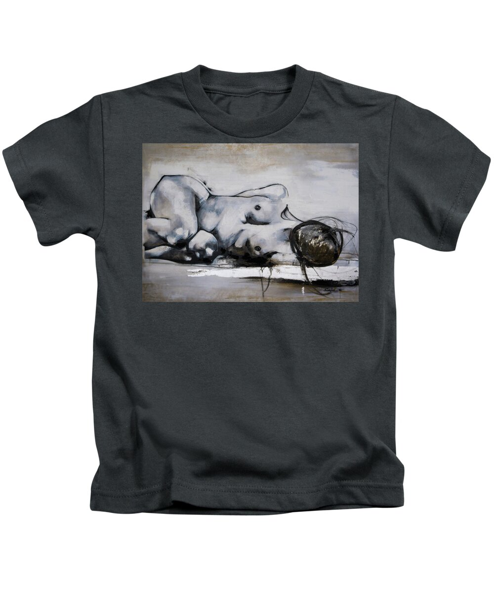 Evelin Kids T-Shirt featuring the painting Maternity Blues by Evelin Muntean
