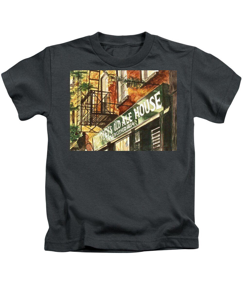 Mcsorley's Kids T-Shirt featuring the painting McSorley's by Frank SantAgata