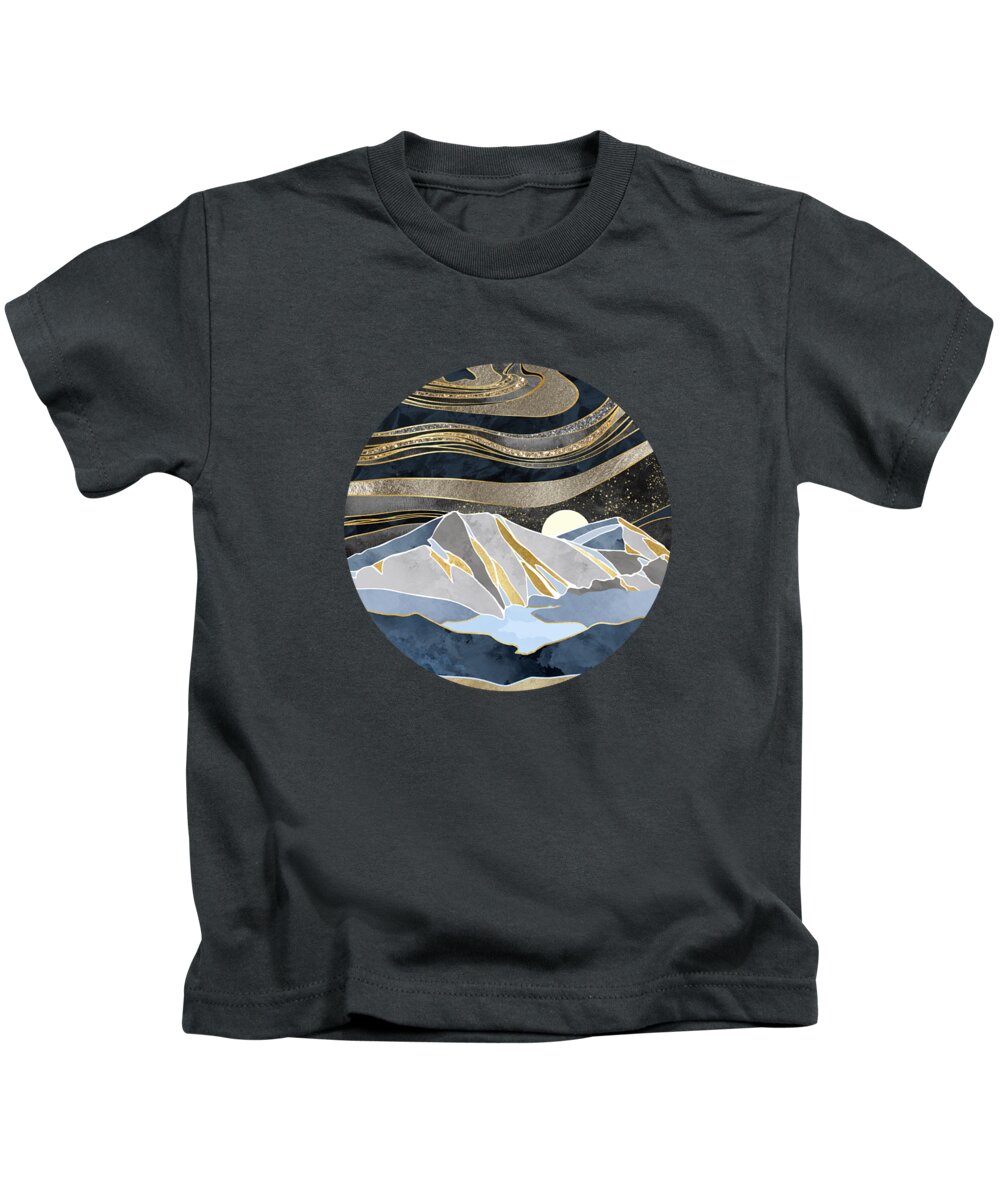 Metallic Kids T-Shirt featuring the digital art Metallic Sky by Spacefrog Designs