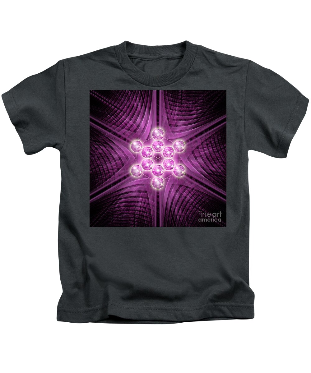 Metatron Kids T-Shirt featuring the digital art Metatron's Cube atomic by Alexa Szlavics