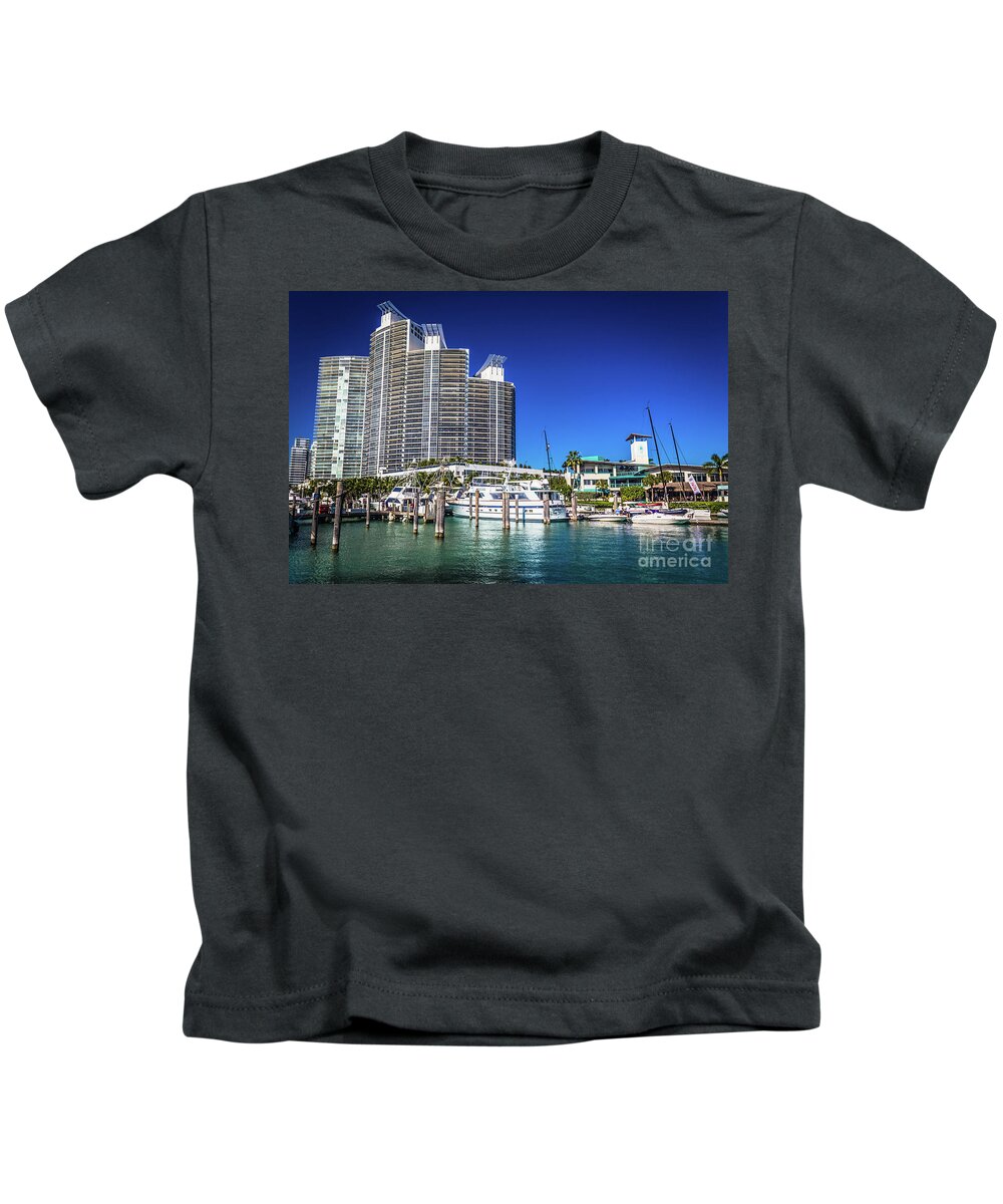 Miami Kids T-Shirt featuring the photograph Luxury Yachts Artwork 4573 by Carlos Diaz