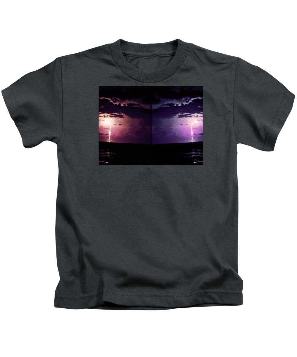 Landscape Kids T-Shirt featuring the photograph Mirror Lightning by Michael Blaine