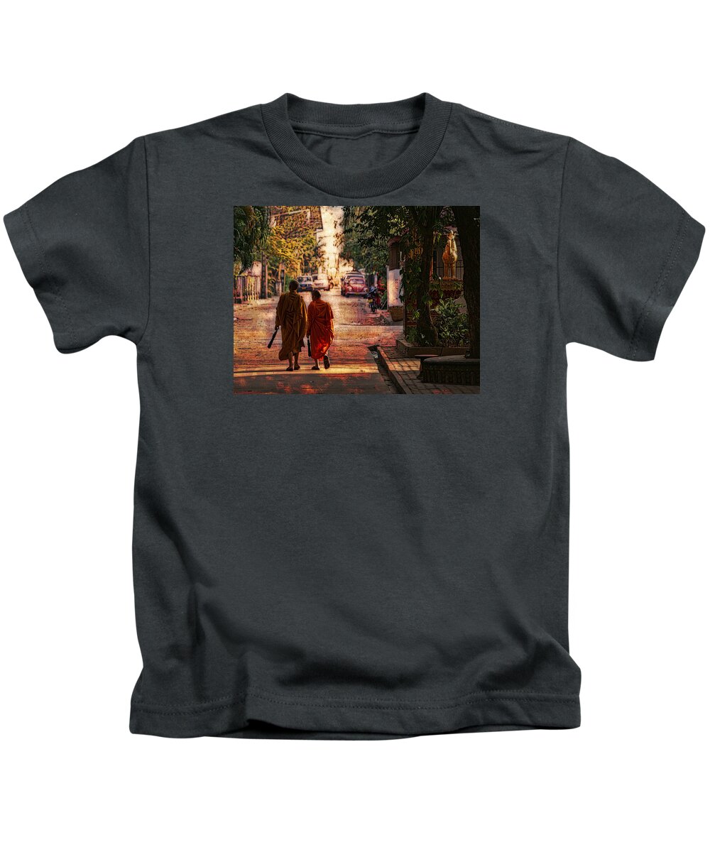 Monk Kids T-Shirt featuring the digital art Monk Mates by Cameron Wood