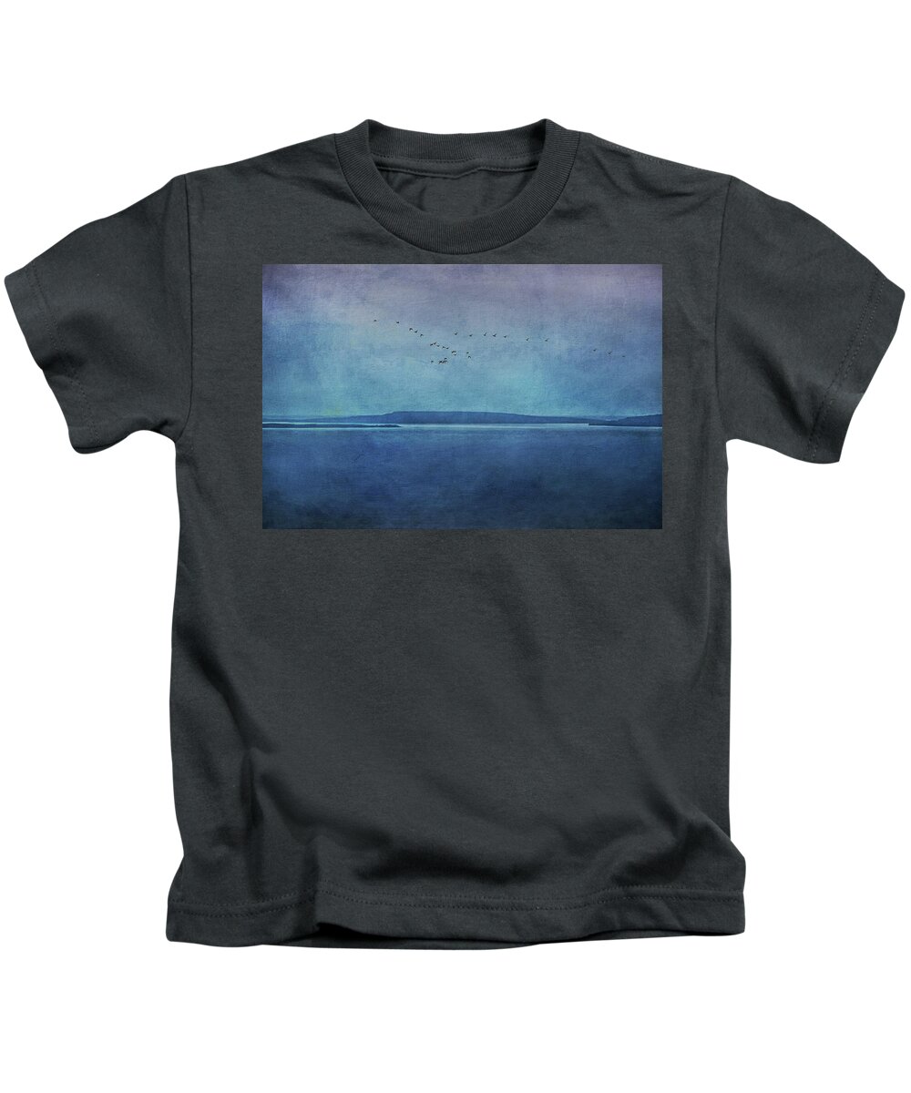 Moody Blues Kids T-Shirt featuring the photograph Moody Blues - A Landscape by Andrea Kollo