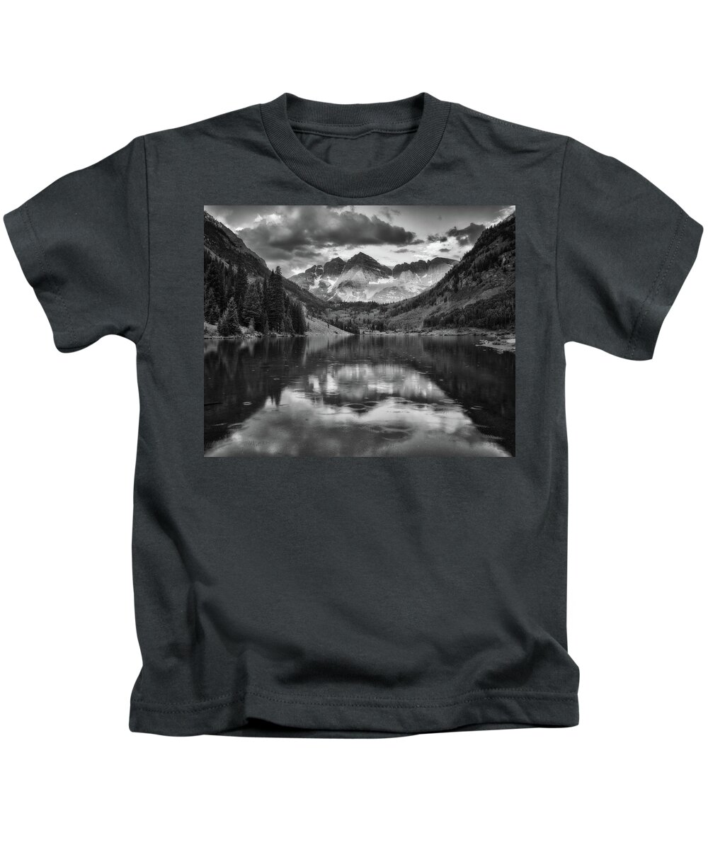 Monochrome Kids T-Shirt featuring the photograph Morning Rain at the Bells by Darren White