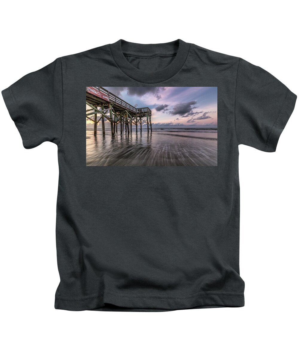 Isle Of Palms Kids T-Shirt featuring the photograph Morning Rush Isle of Palms by Donnie Whitaker