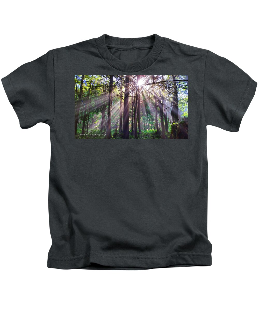 Olympic National Park Kids T-Shirt featuring the photograph Morning Sunbeams by Diane Shirley